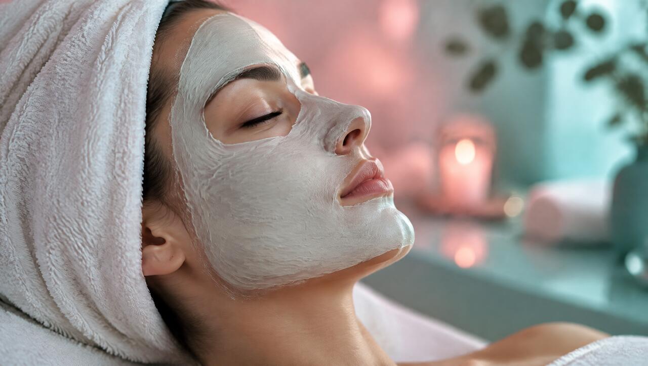 Clienta relajada durante un tratamiento facial