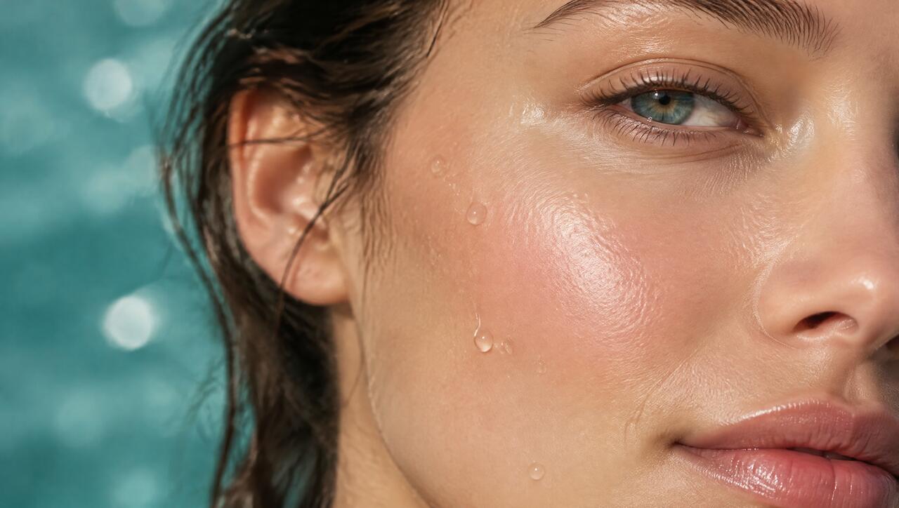 Rostro de mujer con piel luminosa e hidratada